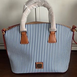 NWT Dooney & Bourke Striped Coated Cotton Domed Satchel